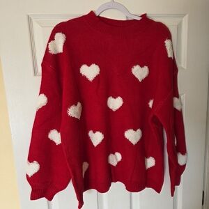 Red Heart Pattern Sweater